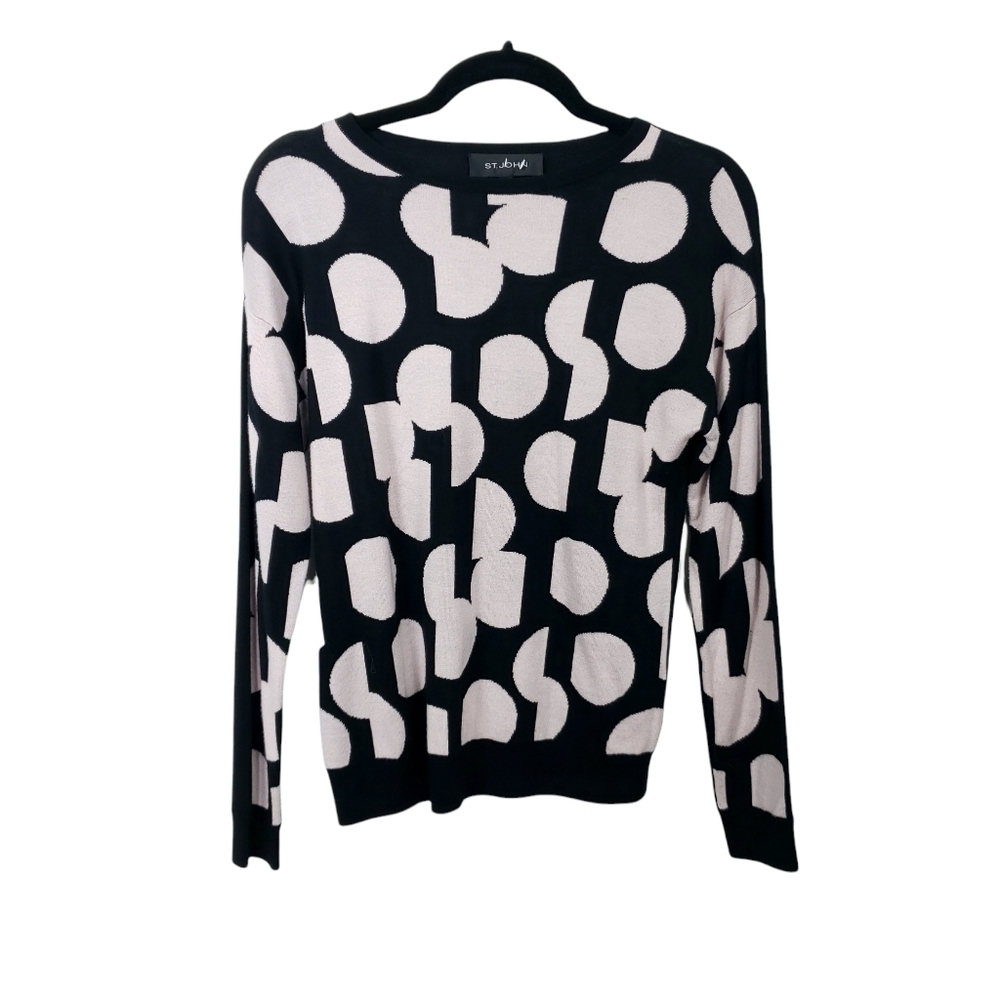 St. John 7% cashmere blend polka dot front sweater size P = 2 - Picture 3 of 10